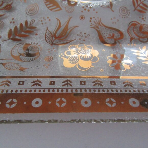 Vintage Georges Briard 22K Gold glass Tray Persian Garden pattern 9 3/4" - Picture 9 of 11